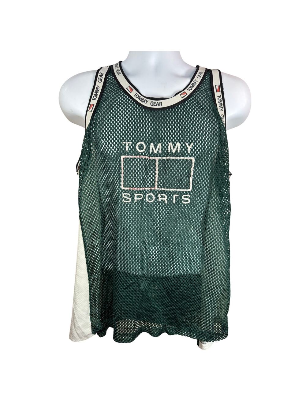 Vintage Tommy Hilfiger Mesh Tank Top Green Size XL 23x27 Retro Jersey